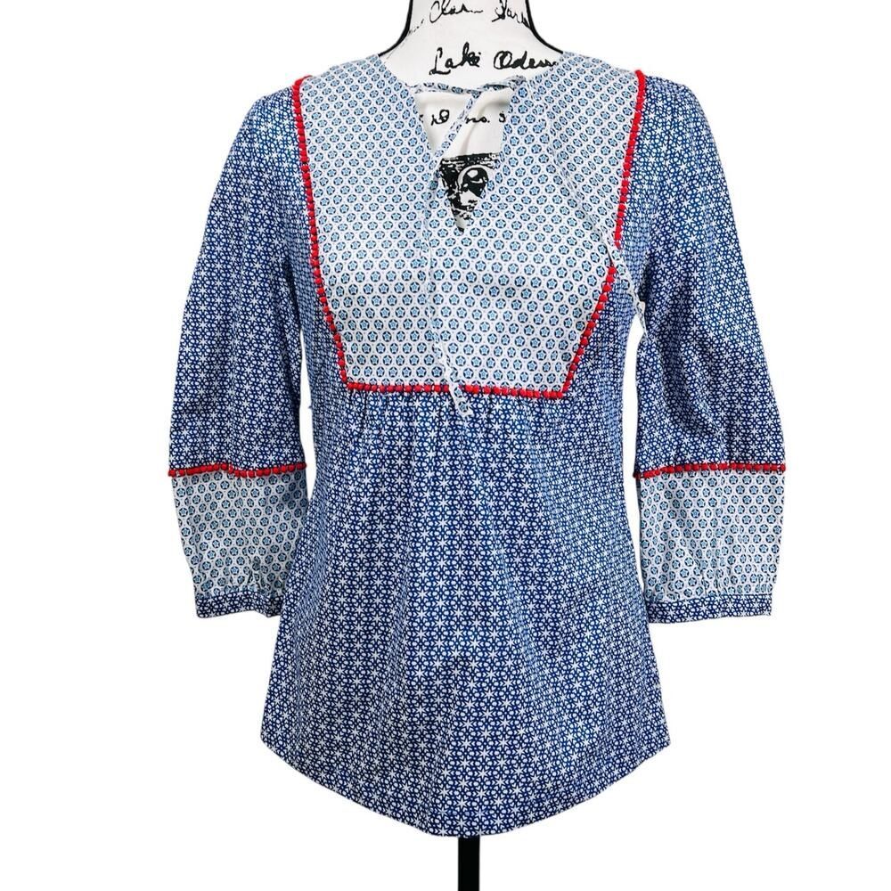 Boden Women's Blue and White Blouse